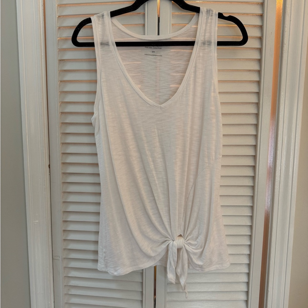 White Sleeveless Tie-Front Top